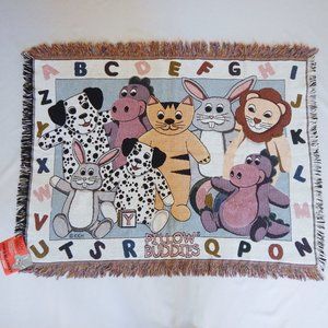 1996 Goodwin Weavers Pillow Buddies Kids Tapestry Throw Blanket Nursery Animals